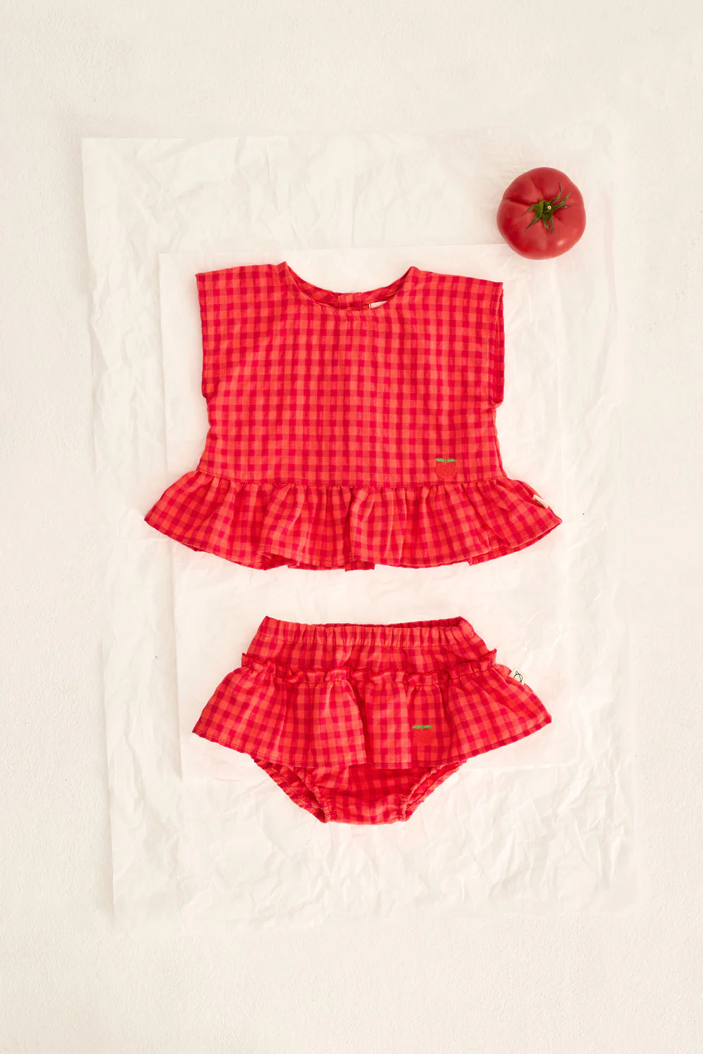 Gingham Cotton Peplum Baby Top - Image 6