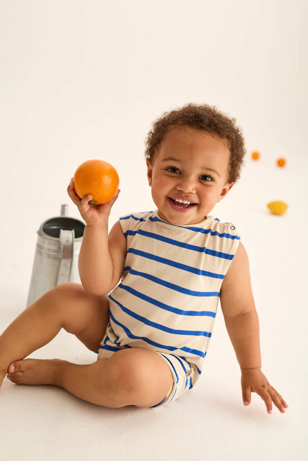 Striped Jersey Cotton Baby Romper - Image 4