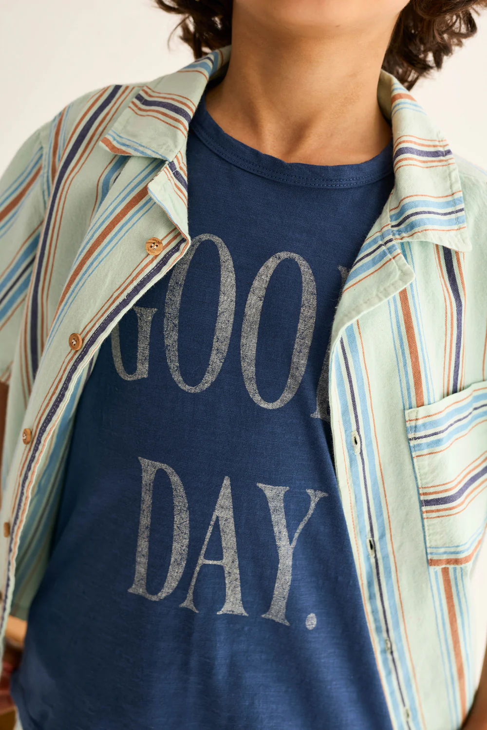 Soft Slub Cotton Print T-Shirt Good Day - Image 13