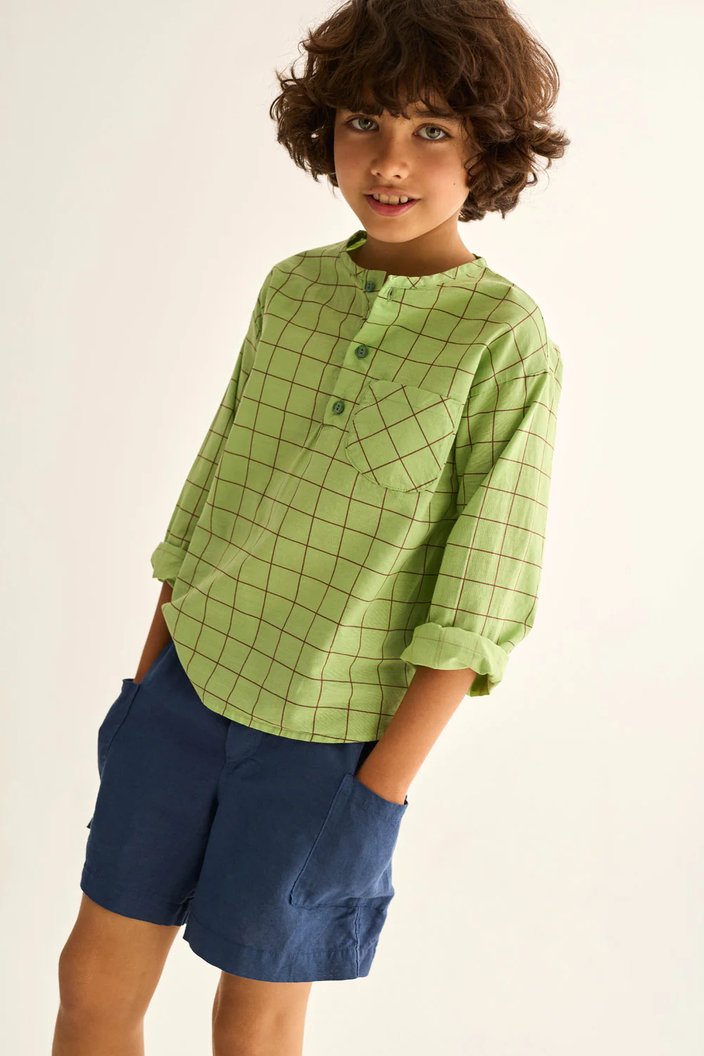 Slub Plaid Poplin Long Sleeves Shirt - Image 5