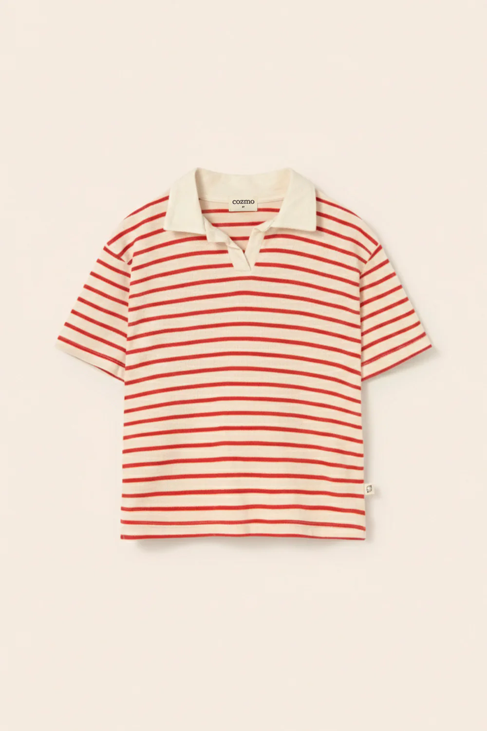 Double-Faced Striped Cotton Polo T-Shirt - Image 4