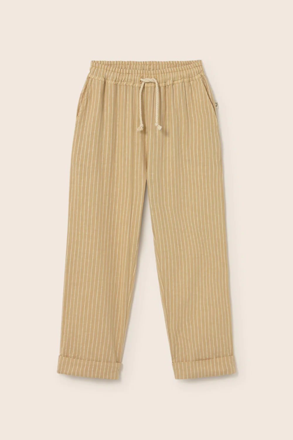 Striped Linen-Look Cotton Pants