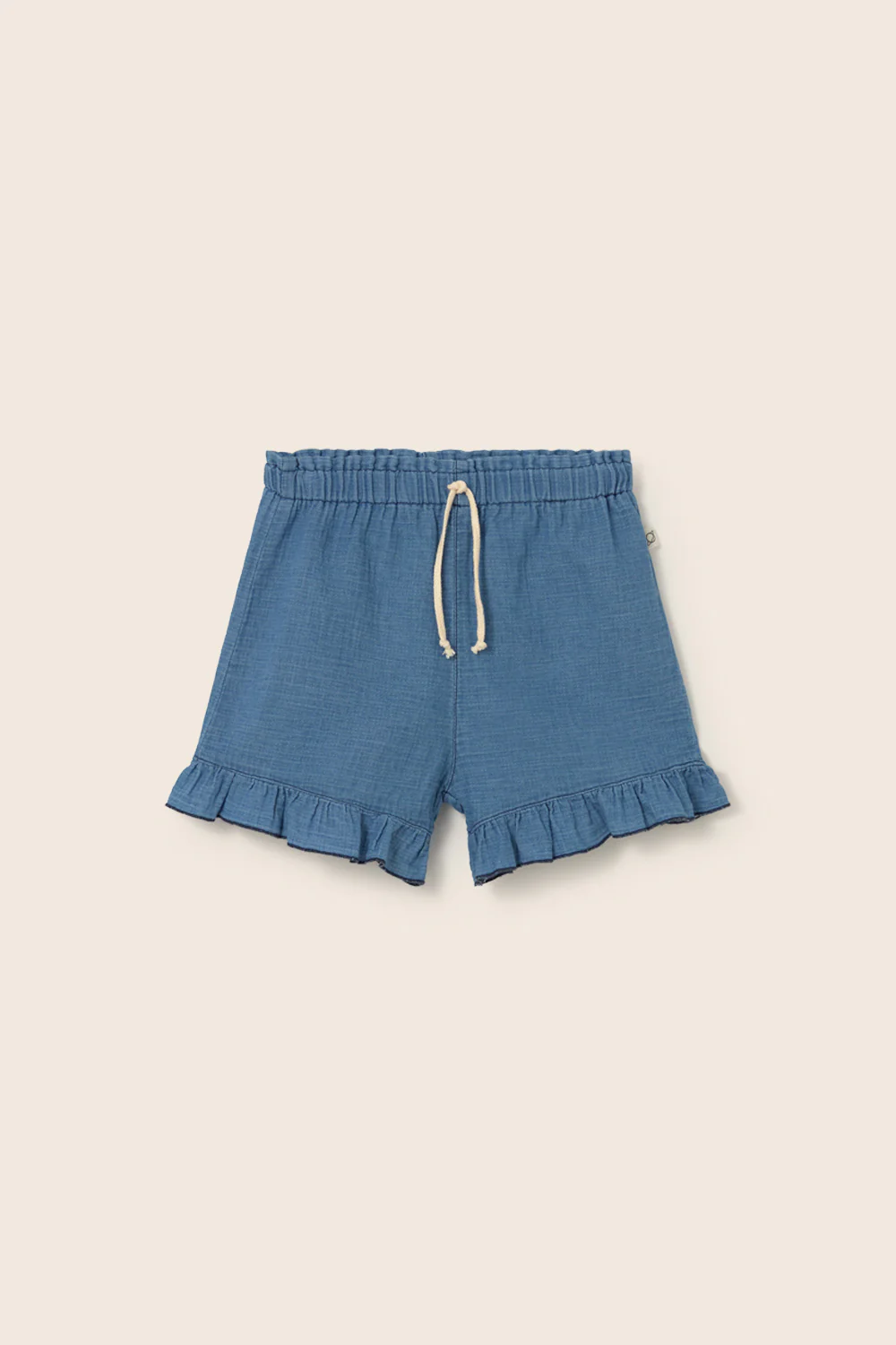 Denim Gauze Cotton Ruffle Shorts - Image 2
