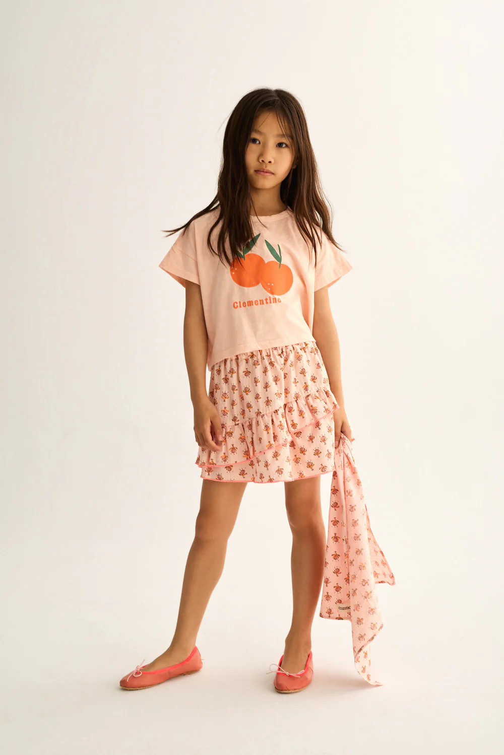 Soft Slub Cotton Print T-Shirt Clementine - Image 3