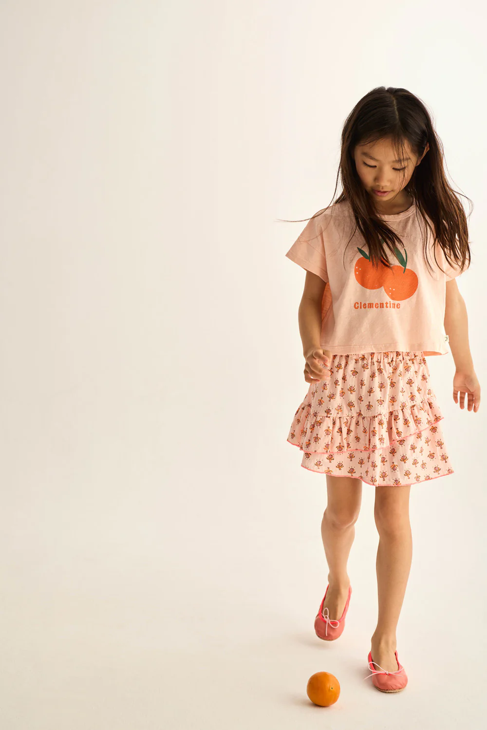 Soft Slub Cotton Print T-Shirt Clementine - Image 4