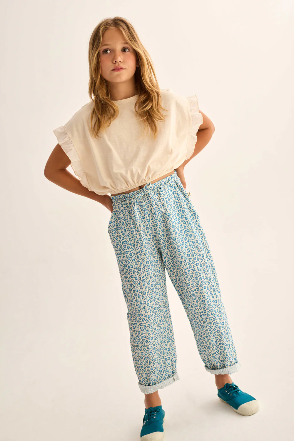 Soft Slub Cotton Ruffle Sleeves T-Shirt - Image 7