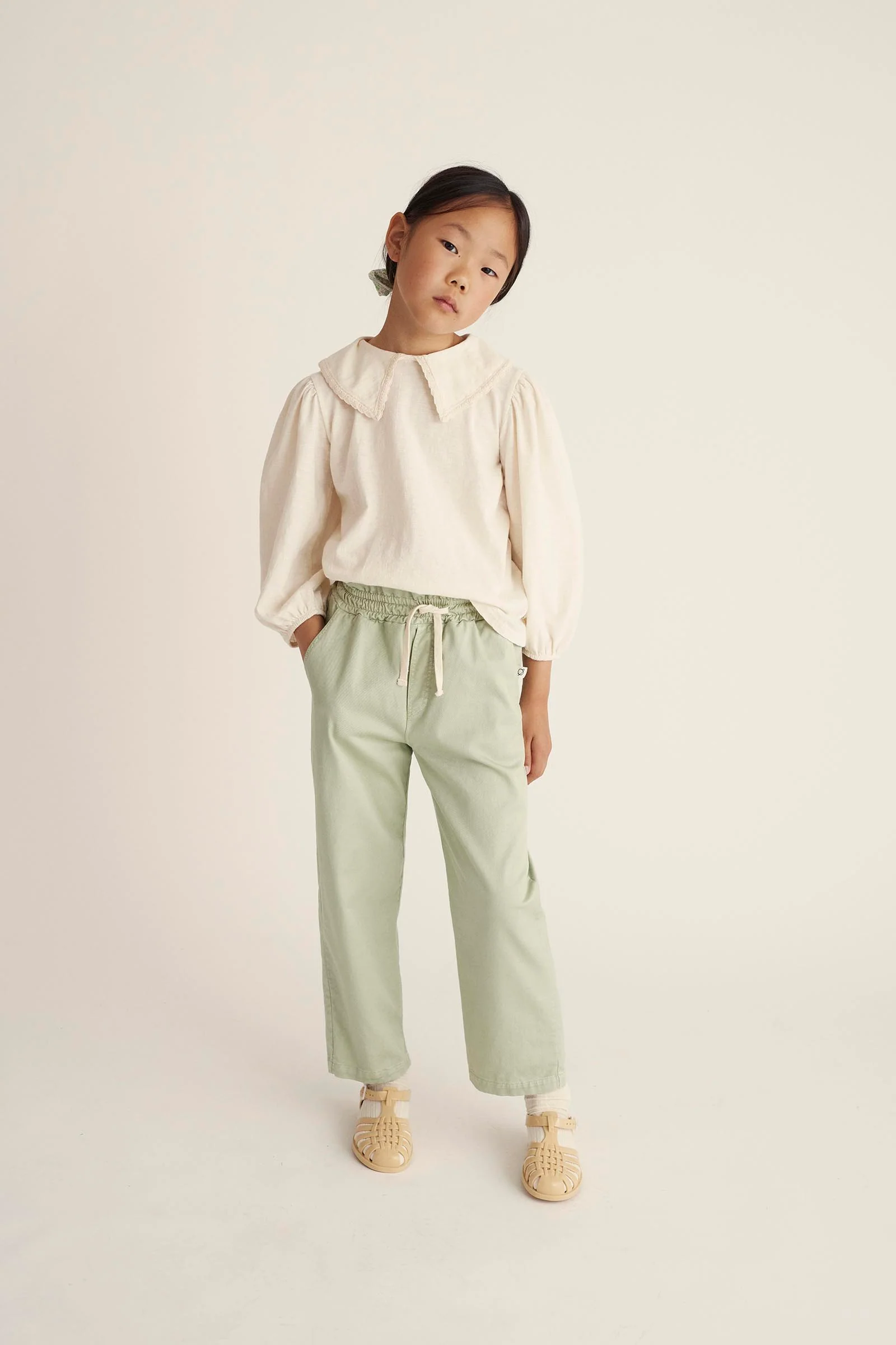 LIGHT TWILL WIDE LEG PANTS - PAOLA - Image 3