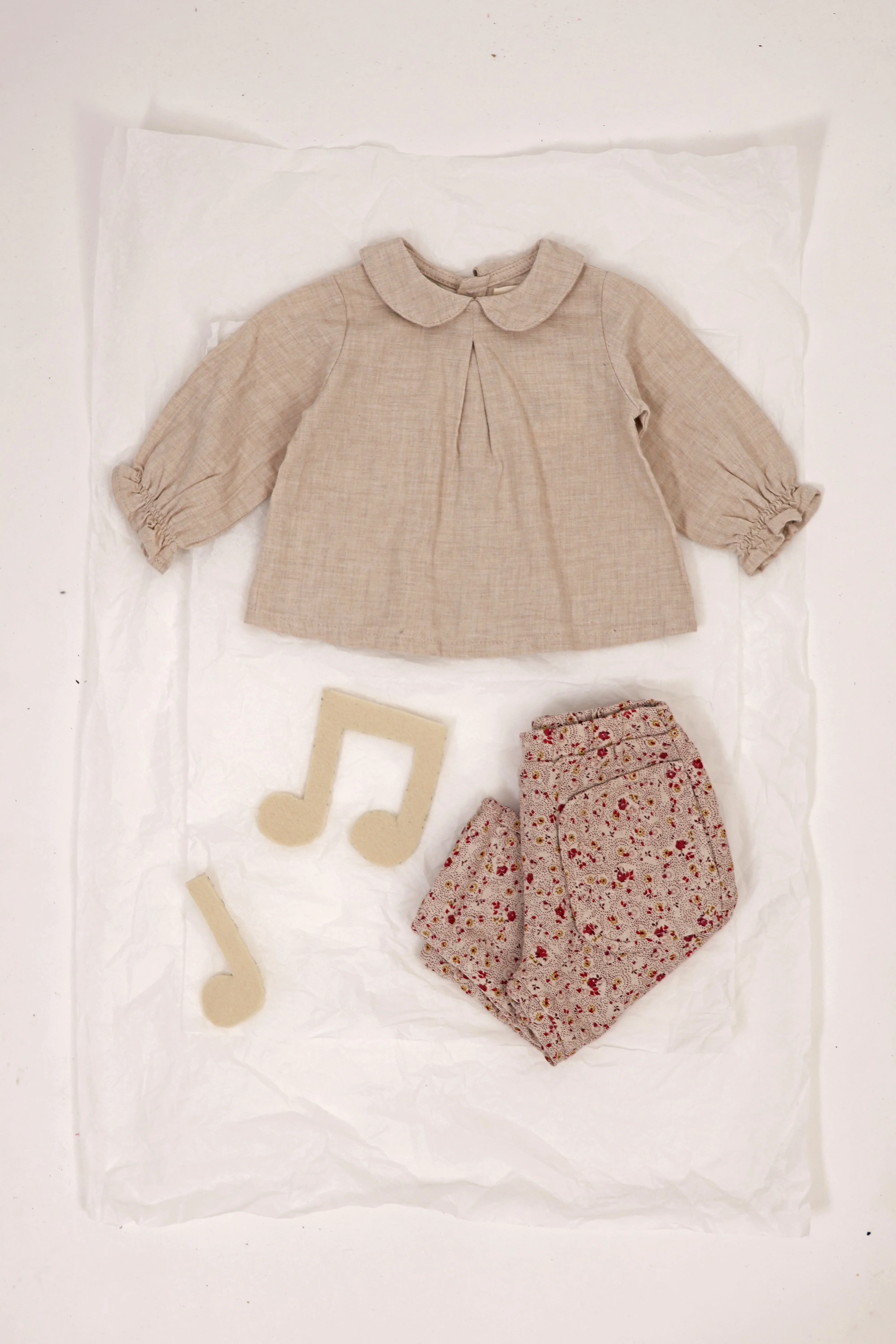 Mélange Floral Flannel Newborn Pants - Bardi - Image 3
