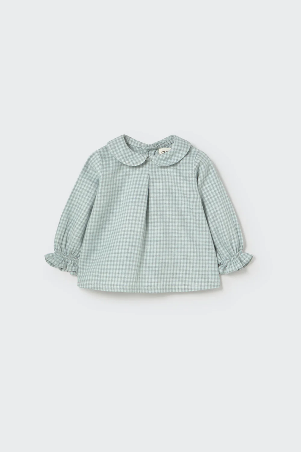 Mini Gingham Flannel Newborn Collar Top - Vico