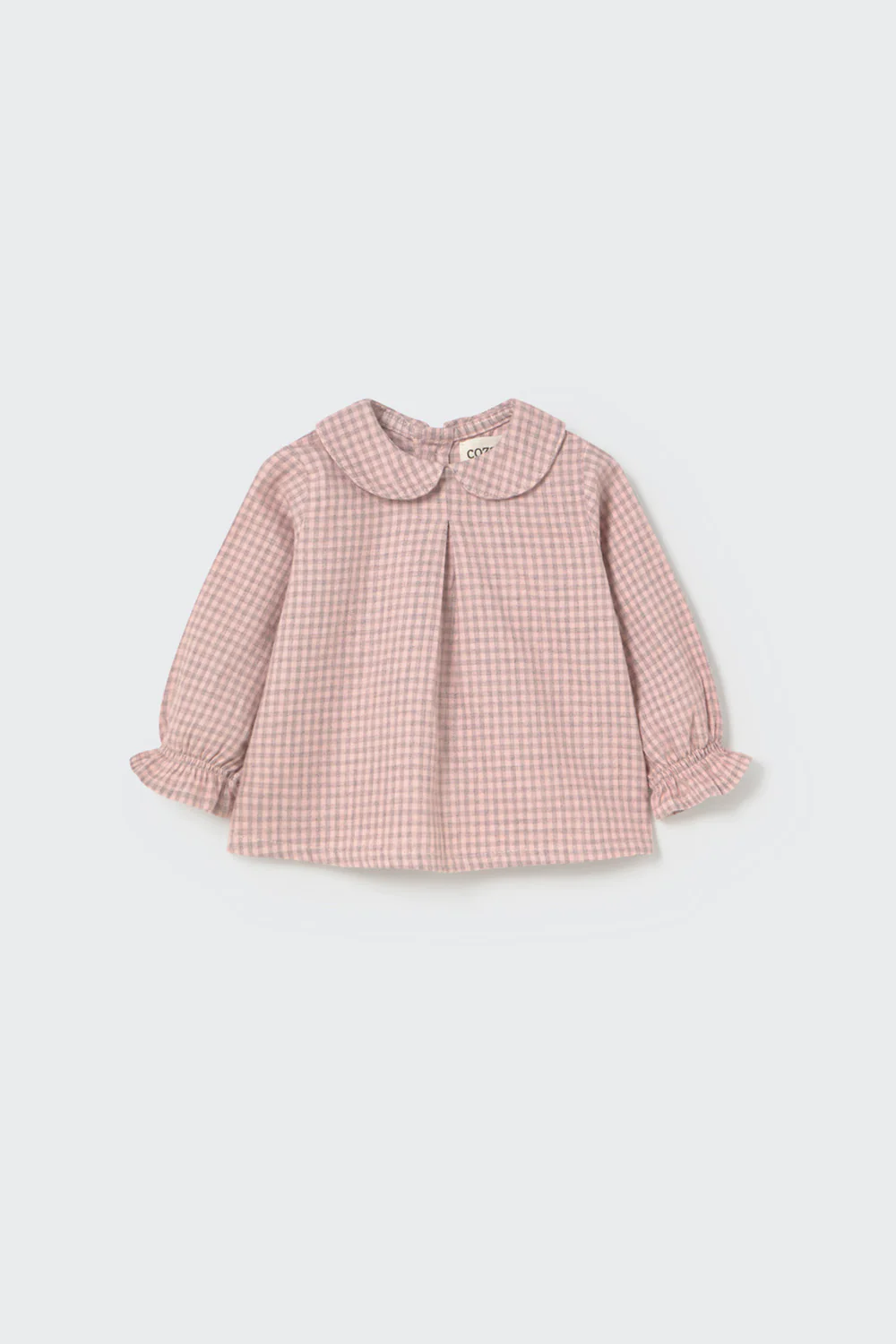 Mini Gingham Flannel Newborn Collar Top - Vico - Image 3