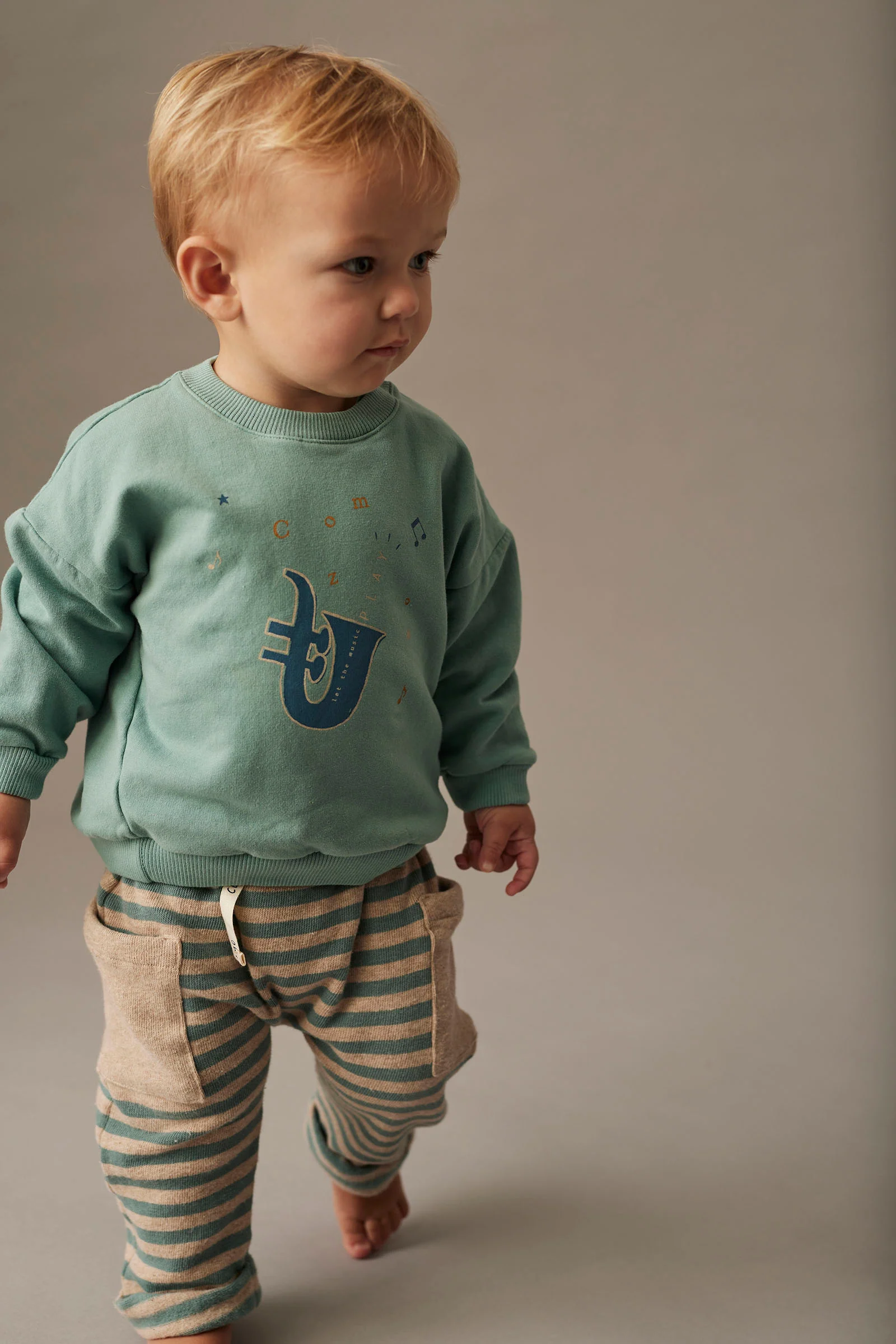 Organic Cotton Fleece Print Baby Sweatshirt - Kelly - Image 3