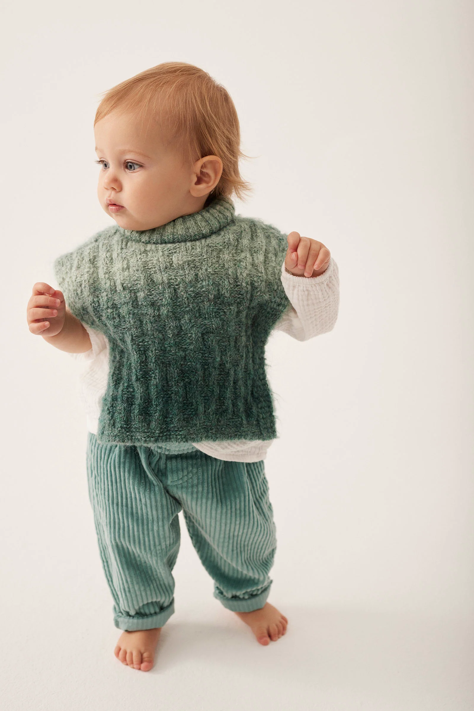 Organic Cotton Wide Corduroy Baby Pants - Miki