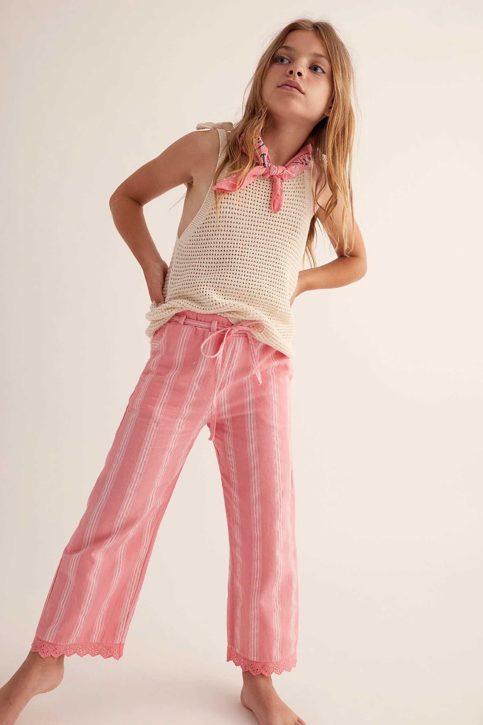 ORGANIC STRIPED RUFFLE PANTS - BELLA - Image 3