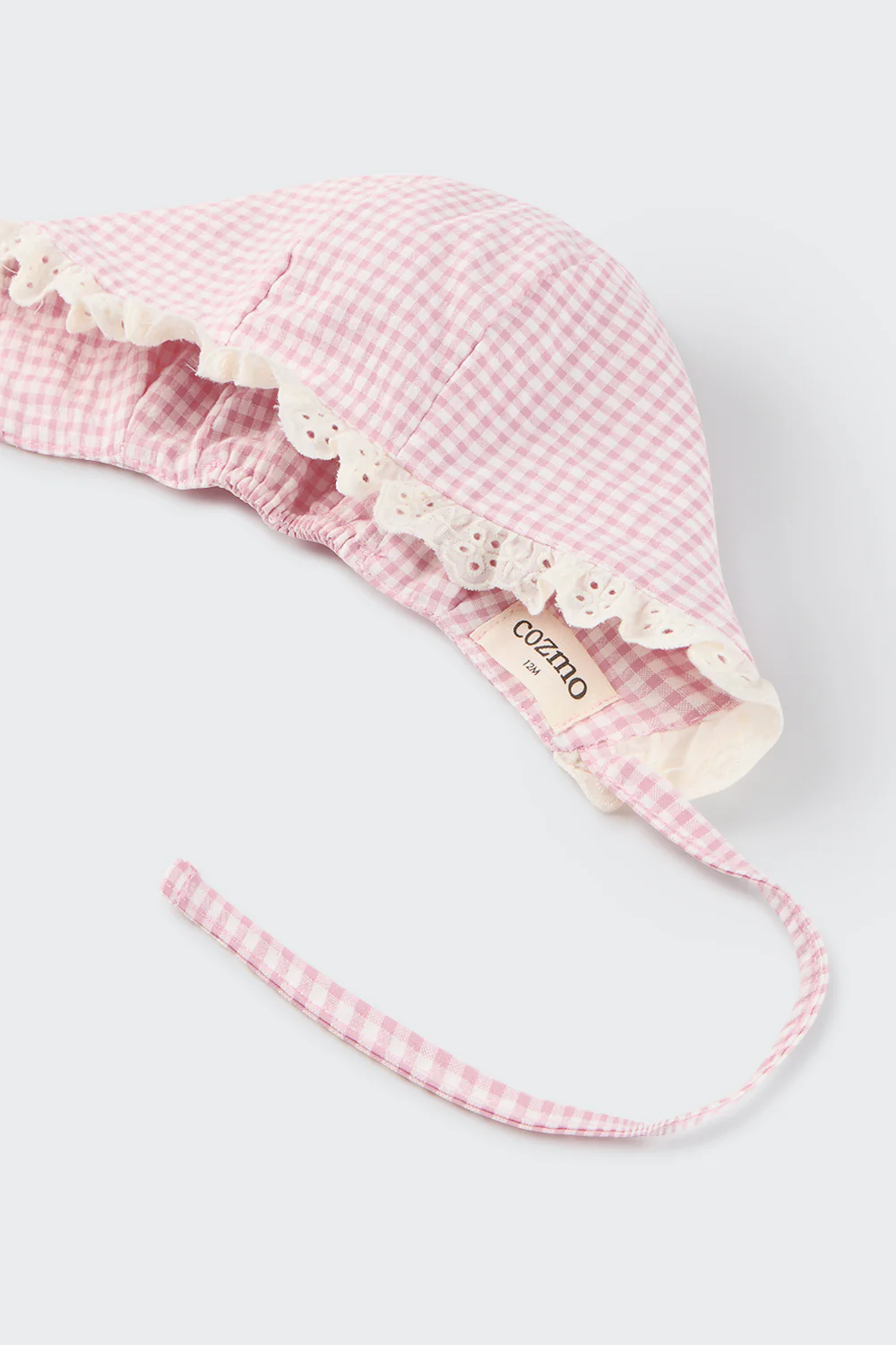 RECYCLED GINGHAM BABY BONNET - DINA - Image 2