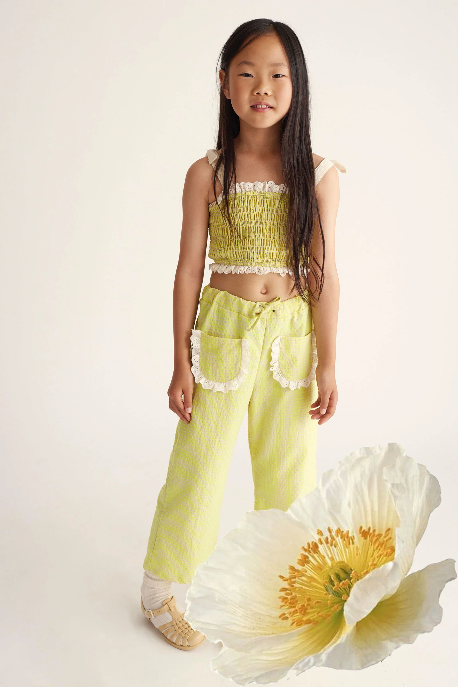 RECYCLED GINGHAM PANTS - CLEA