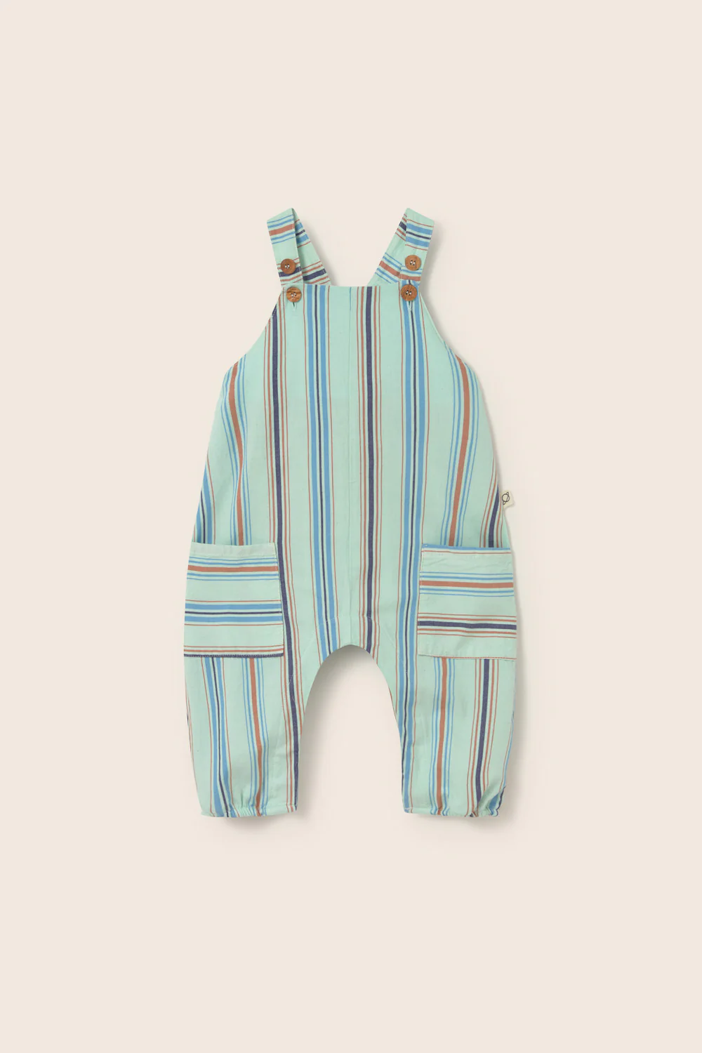 Striped Cotton Baby Overalls - Image 3