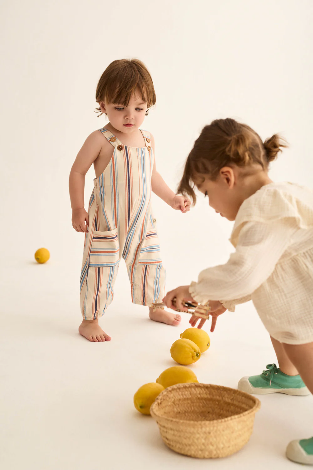 Striped Cotton Baby Overalls - Image 9