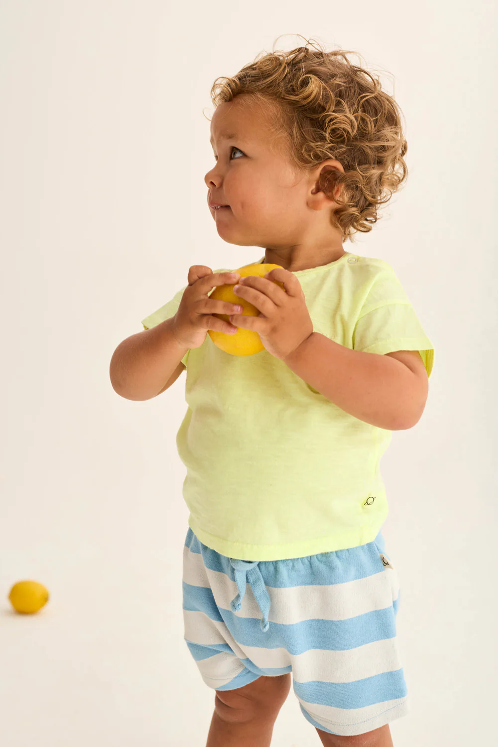 Striped Cotton Fleece Baby Shorts