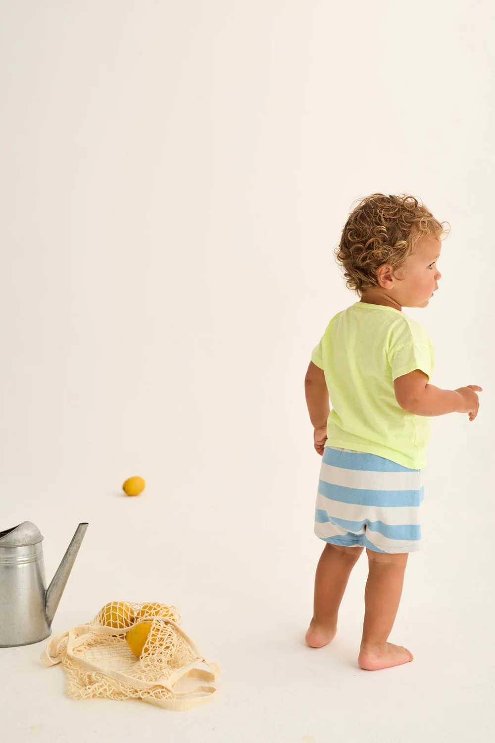 Striped Cotton Fleece Baby Shorts - Image 3