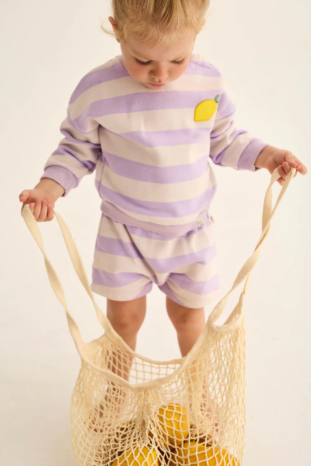 Striped Cotton Fleece Baby Shorts - Image 6