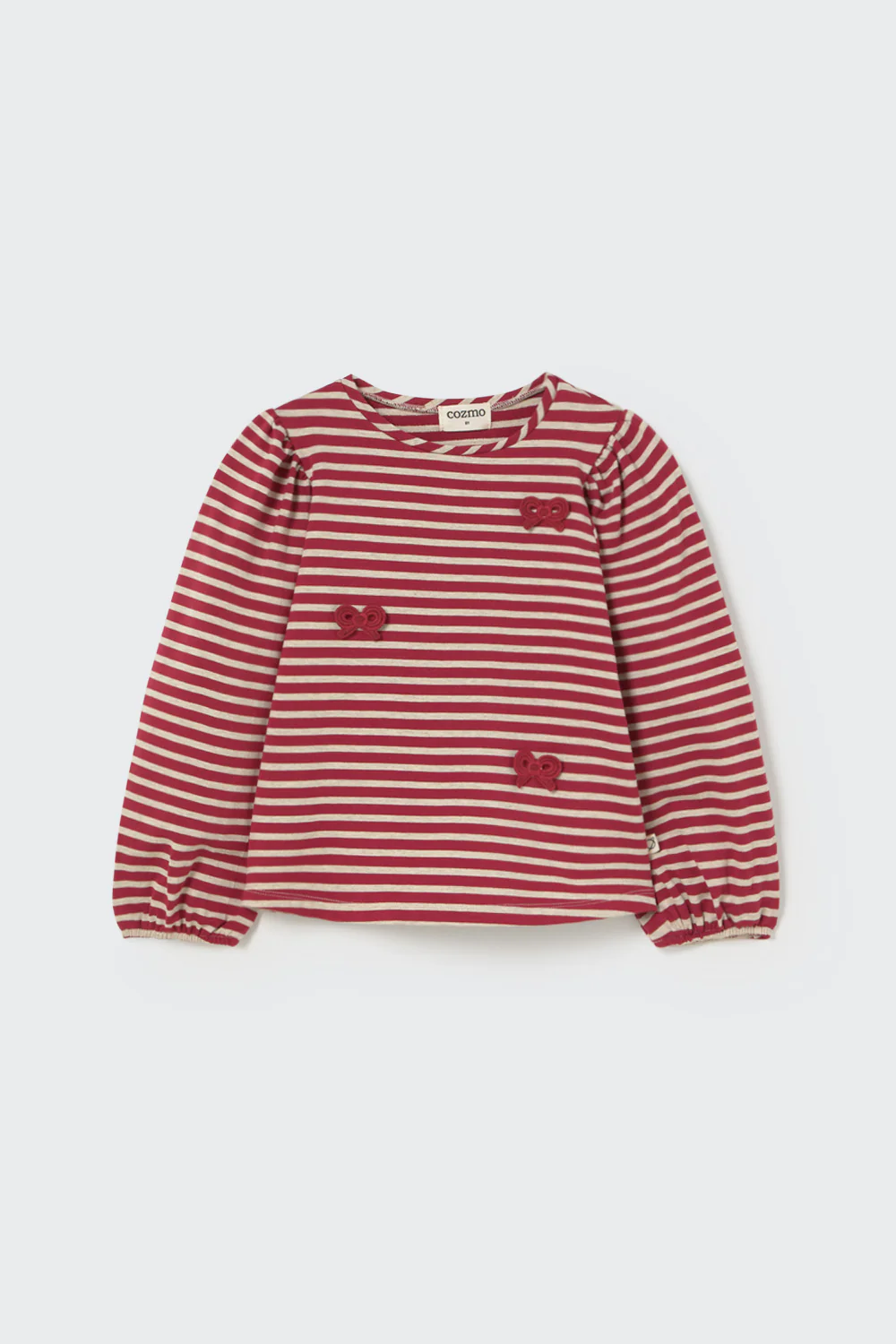 Striped Elastic Fleece Bows T-shirt - Pampa - Image 2