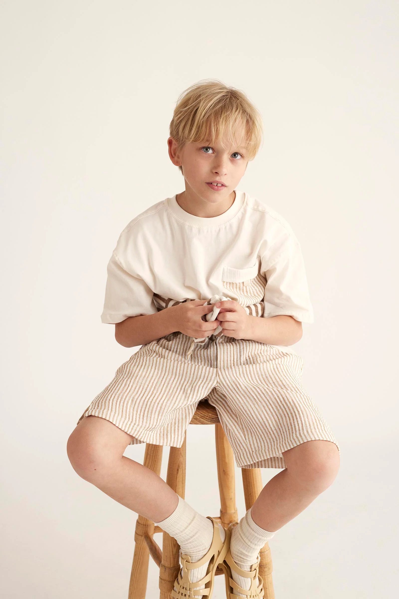 STRIPED GAUZE BERMUDA SHORTS - ALEX - Image 4