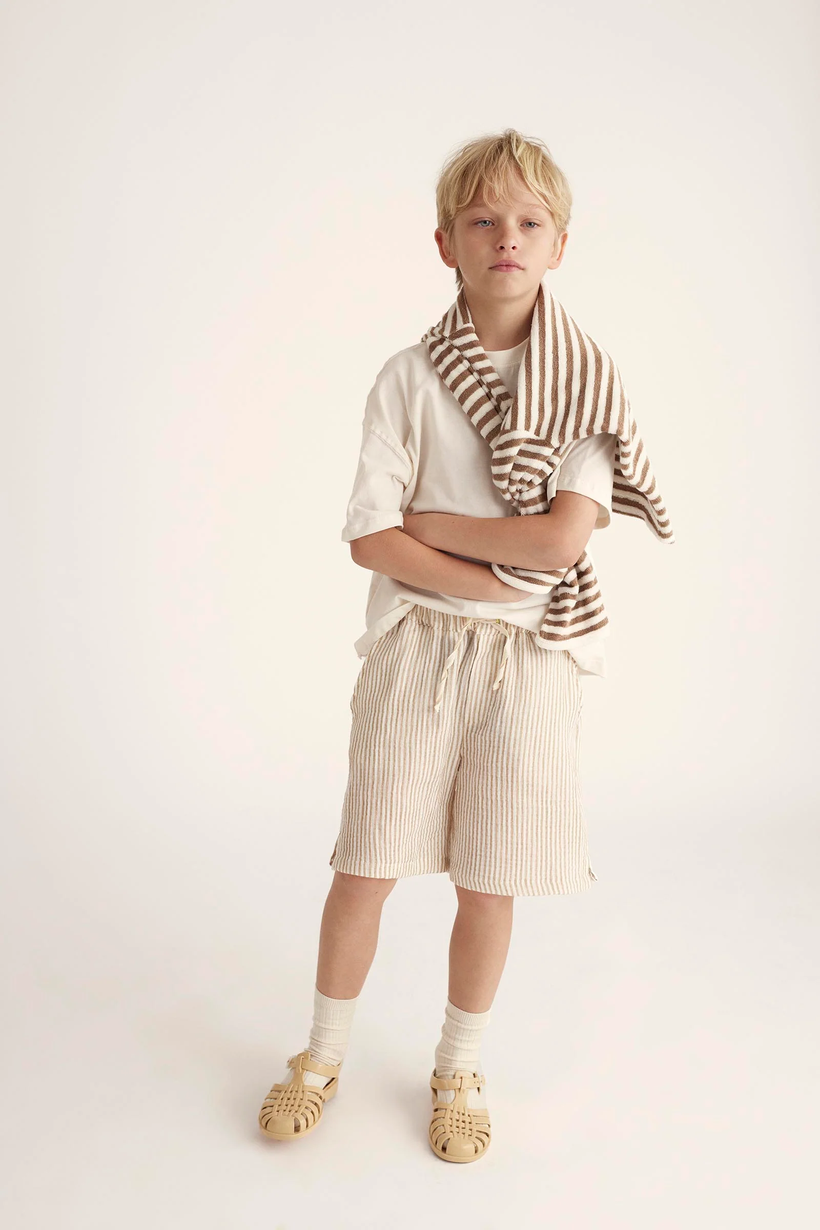 STRIPED GAUZE BERMUDA SHORTS - ALEX - Image 8