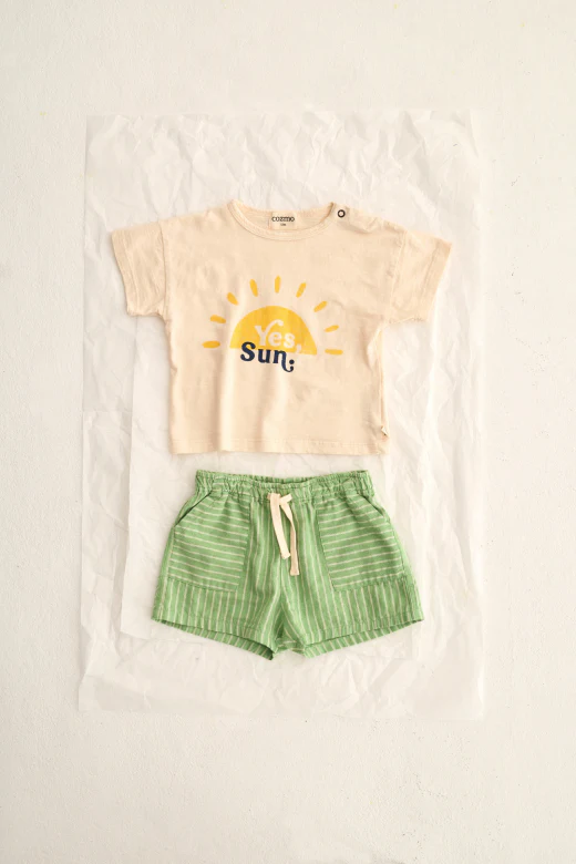 Striped Linen-Look Cotton Baby Shorts
