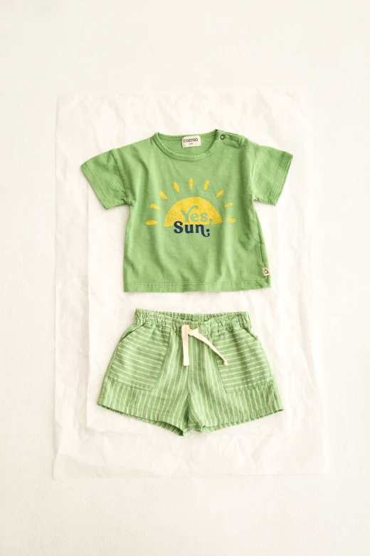 Striped Linen-Look Cotton Baby Shorts - Image 4