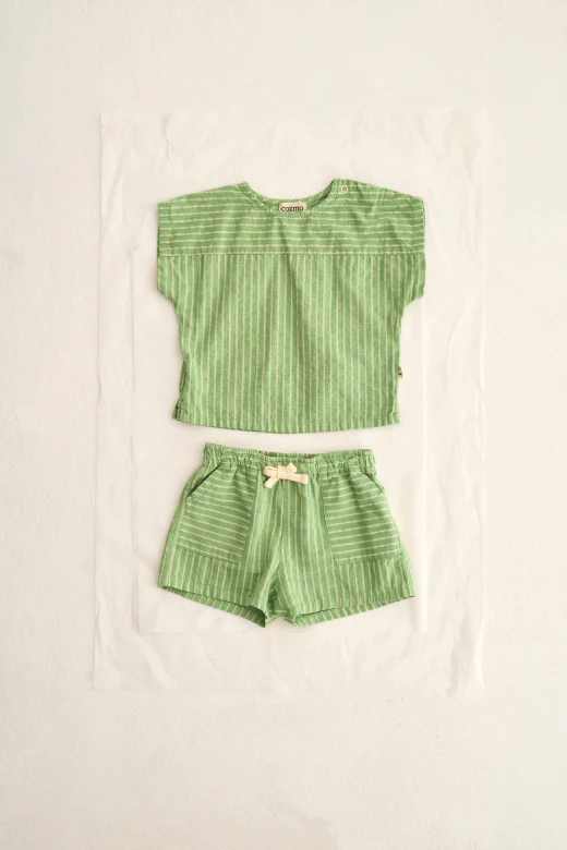 Striped Linen-Look Cotton Baby Shorts - Image 5