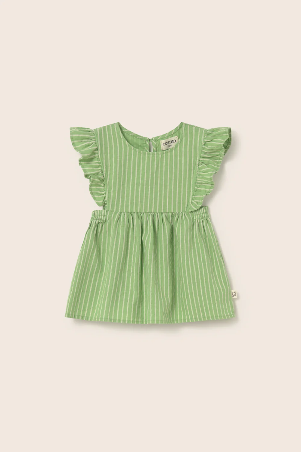 Striped Linen-Look Cotton Baby Dress - Image 4
