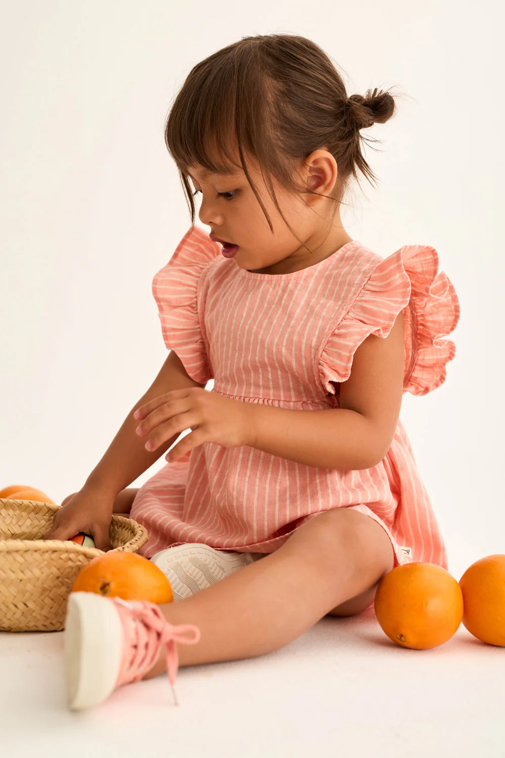 Striped Linen-Look Cotton Baby Dress - Image 5