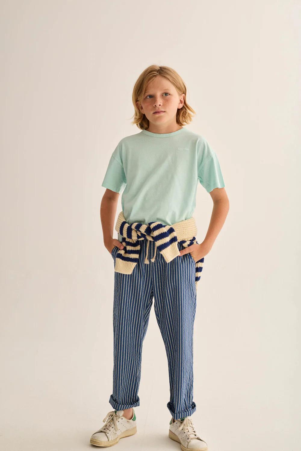 Striped Linen-Look Cotton Pants - Image 3