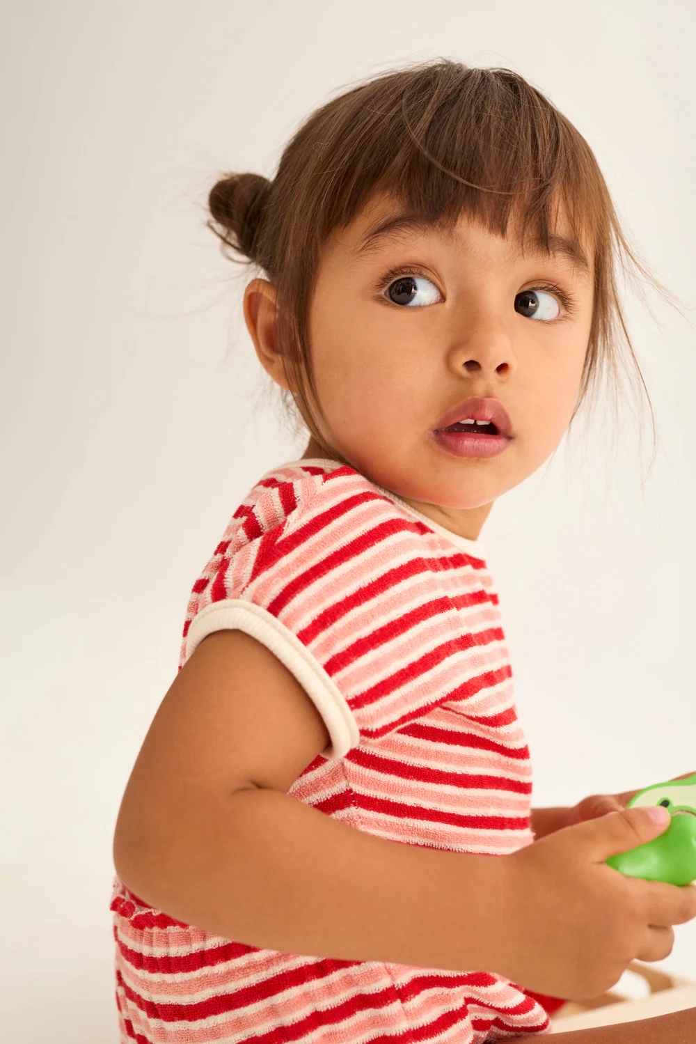 Striped Terry Cloth Baby Romper - Image 3