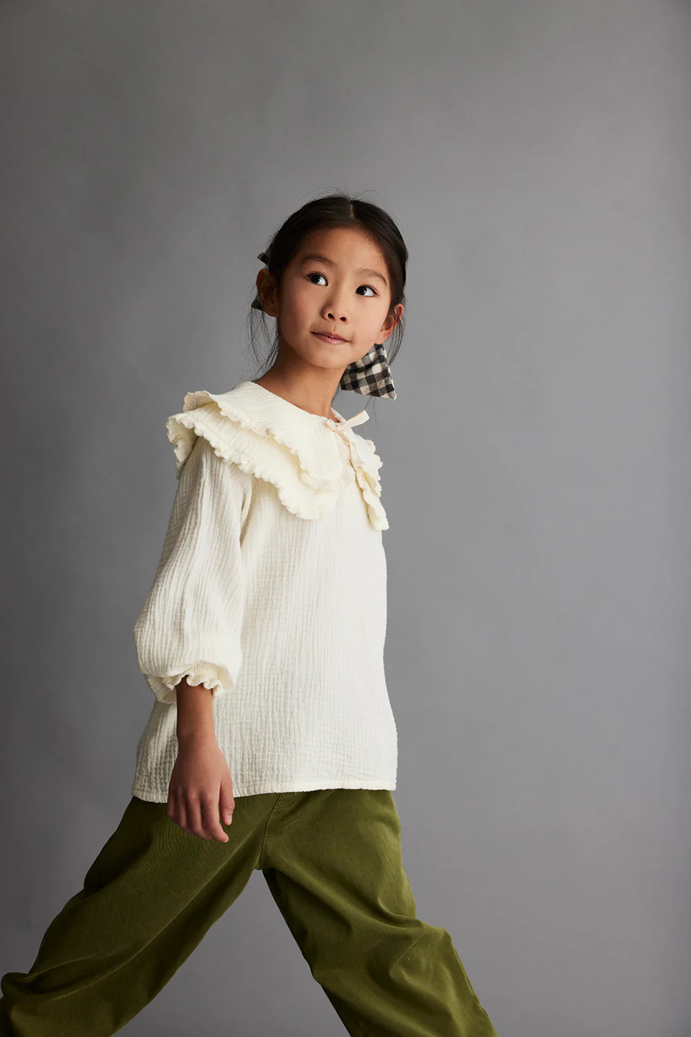 TEXTURED DOUBLE COLLAR BLOUSE - Image 4