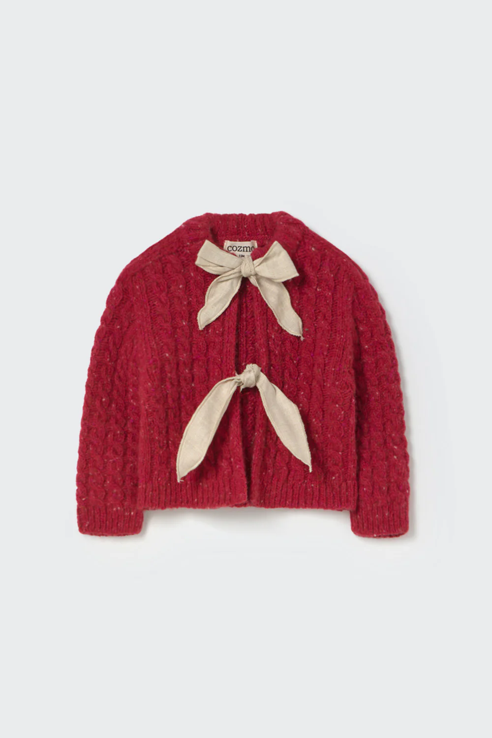 Tweed Tricot Bows Baby Cardigan - Martinique - Image 2