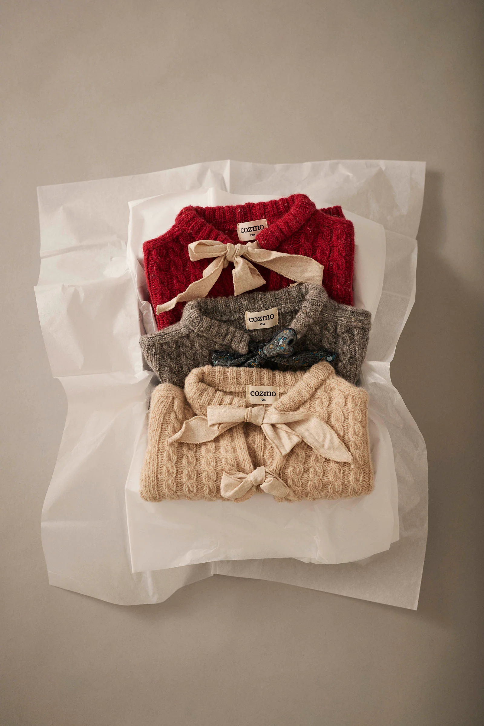 Tweed Tricot Bows Baby Cardigan - Martinique - Image 3