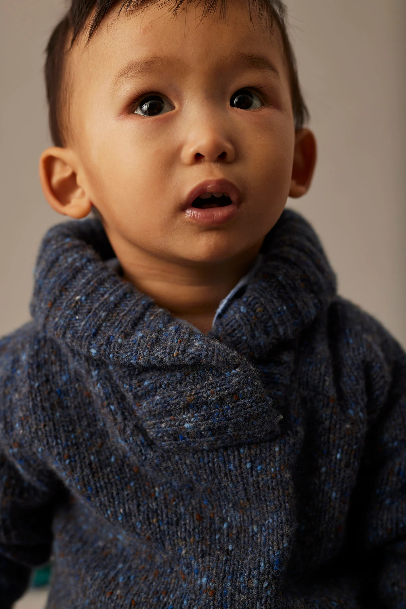Tweed Tricot Collar Baby Sweater - Palermo