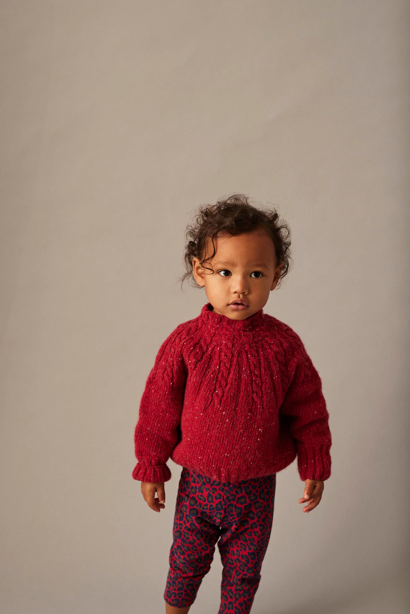 Tweed Tricot Mock Neck Baby Sweater - Carmen - Image 4